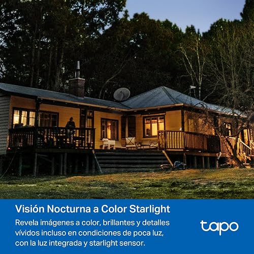 TP-Link Tapo C520WS Cámara de Seguridad WiFi Exterior - Resolución 2K - Cobertura 360° - Visión Nocturna a Color - Detección de Movimiento - Alarma de Luz y Sonido - 512GB - App Tapo - Protección IP66