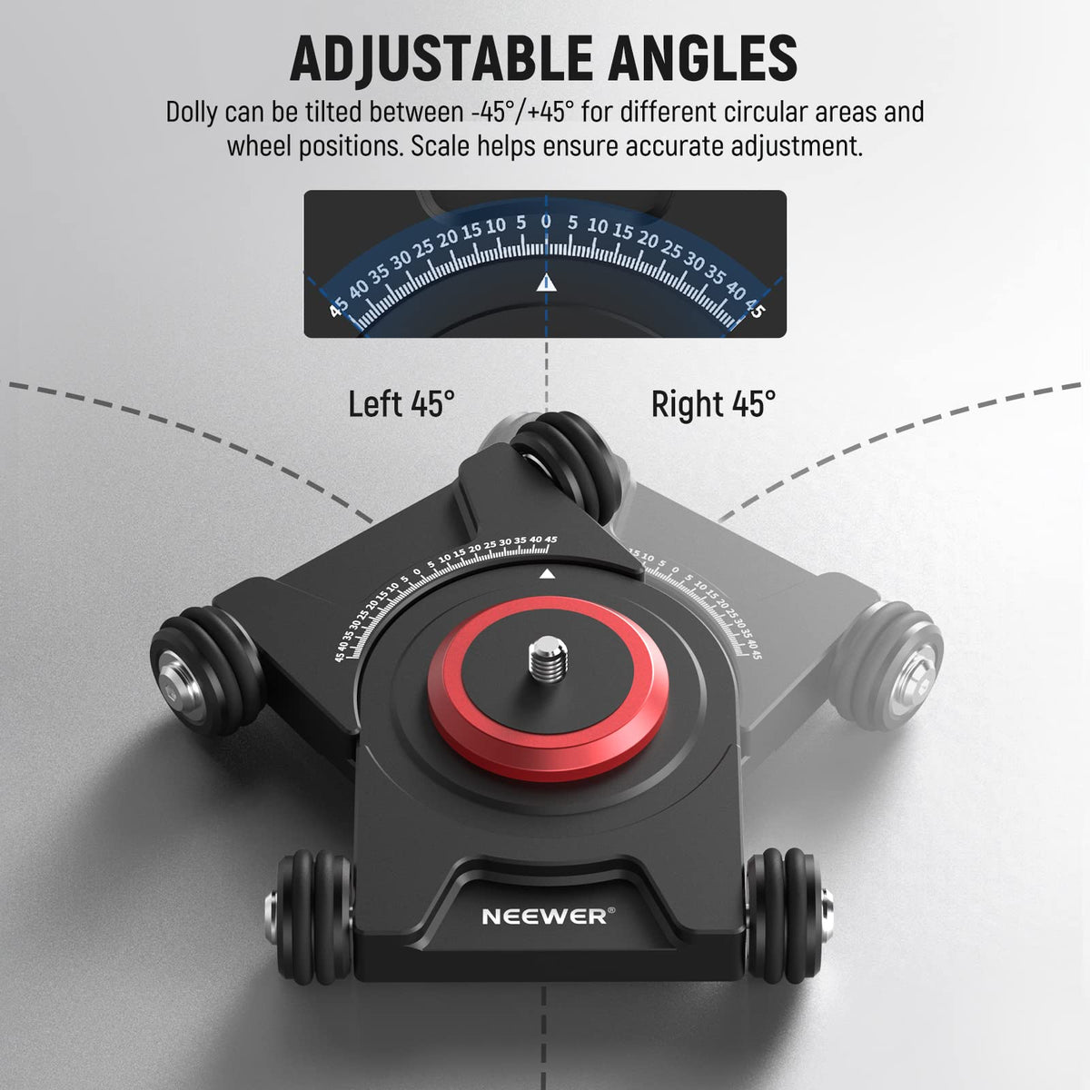NEEWER Slider de Cámara Dolly con Rótula & Pinza para Celular, 4 Wheeled | SD001, Carro de Mesa, Patinador Manual, Panorama de 360°, para DSLR Cámara Video Videocámara GoPro iPhone Android Smartphone