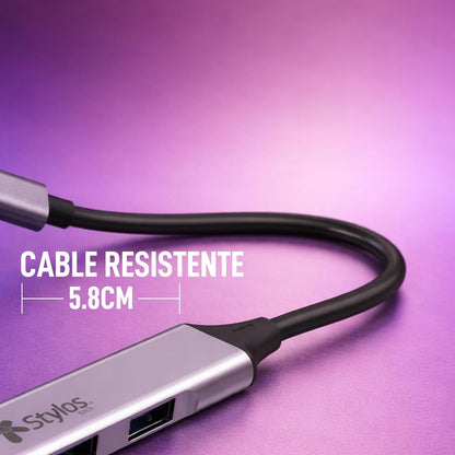 Hub de 4 Puertos USB a Tipo C Stylos Tech