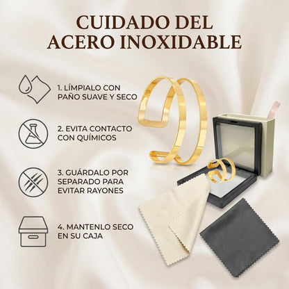 XYPHIELLE Set de Brazalete Doble y Anillo Ajustable Minimalista