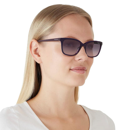 Vogue Eyewear Woman Sunglasses Transparent Grey Frame, Grey Gradient Dark Blue Lenses, 54MM