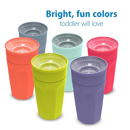 Dr. Brown's Milestones Cheers 360 Taza de transición sin boquillas, apto para viajes y sin fugas para bebés y niños pequeños, coral y morado, sin BPA, 10 onzas, 300 ml, 9 m+