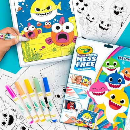 Crayola Baby Shark Set para colorear, regalo para niños, 3, 4, 5, 6, Baby Shark Color Wonder, Tiburón bebé