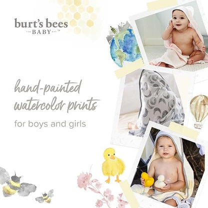 Burt's Bees Baby Toalla con Capucha Algodón Orgánico | Paquete de 2, 29x29 pulgadas, rizo de punto absorbente, 100% algodón orgánico GOTS