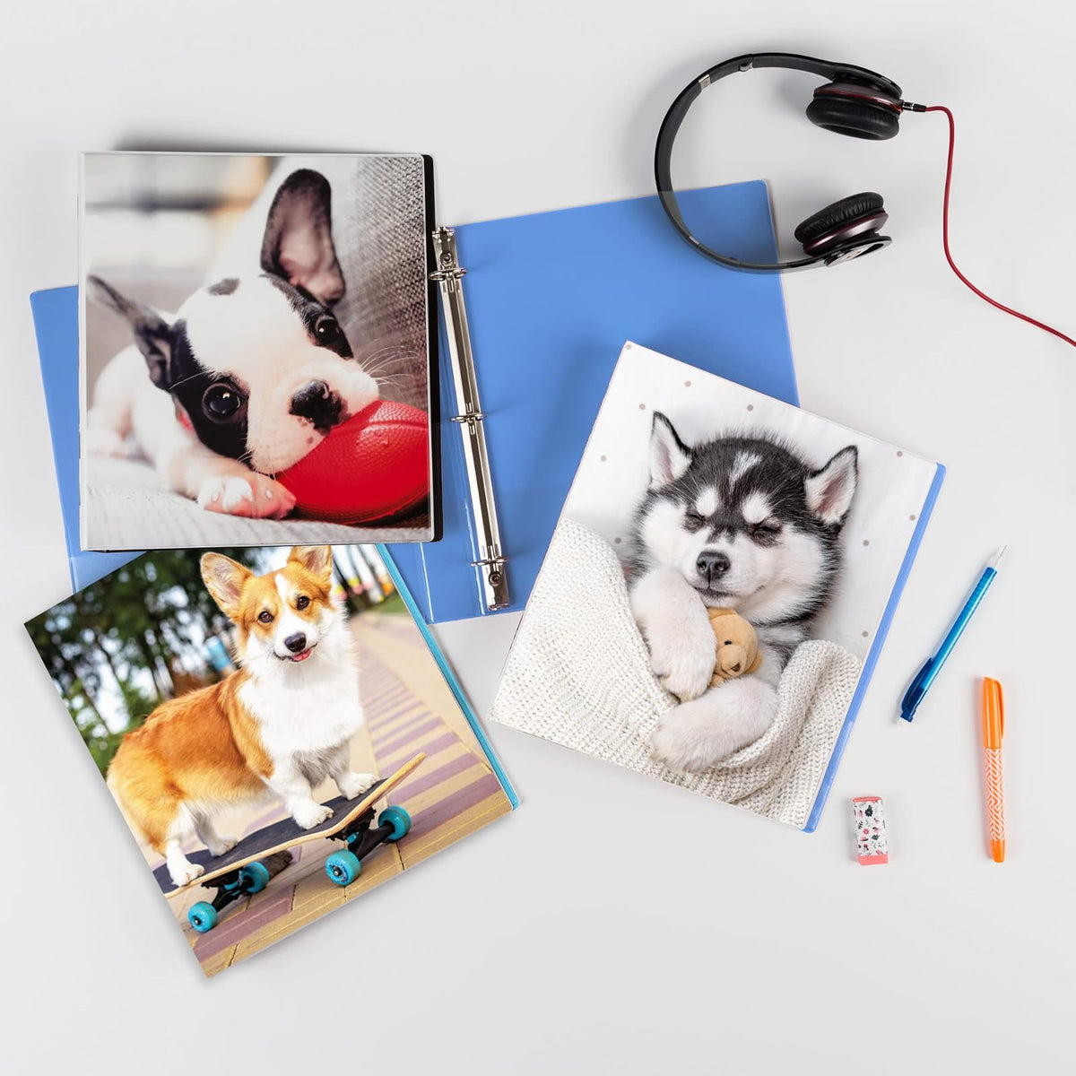 Avery Friends - Carpeta de 3 anillos, anillos redondos de 1 pulgada, cachorro husky (26841)