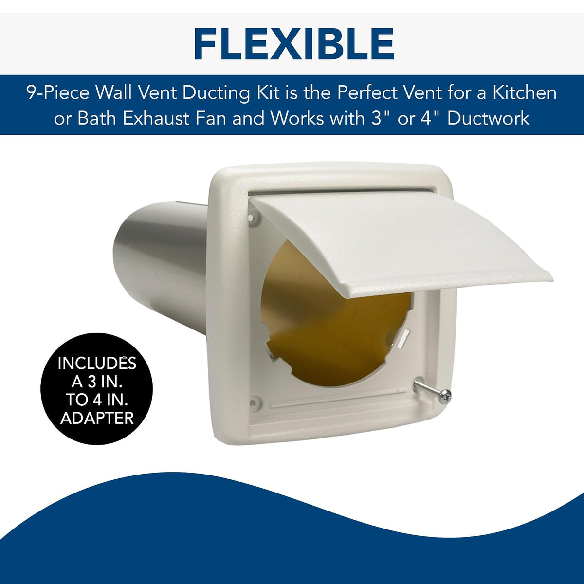 Broan-NuTone WVK2A - Kit de conductos flexibles de pared para ventiladores de ventilación, 10,16 cm