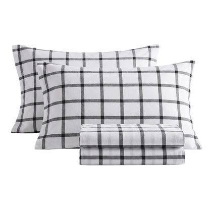 Eddie Bauer - Juego de sábanas matrimoniales, Ropa de Cama de Franela de algodón cálido y Transpirable con Bolsillos Profundos, Cepillado para Mayor suavidad, acogedora decoración del hogar,