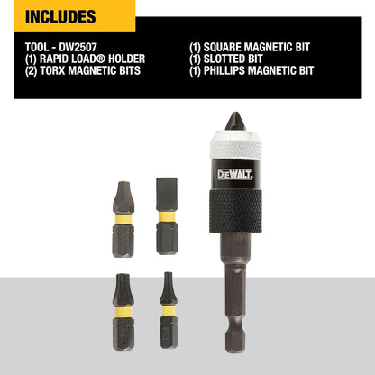 DEWALT Sujetador de Puntas para Atornillador 1/4", 6 Piezas, DW2507