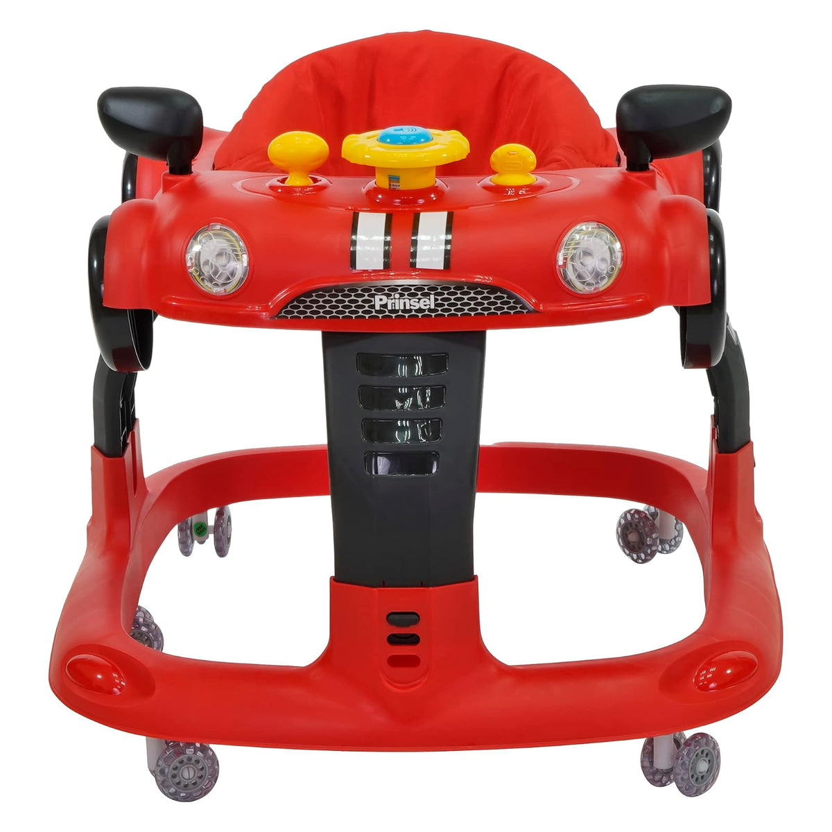 PRINSEL | Andadera Auto Boy LX para bebés Roja, Tablero Didáctico y Luces