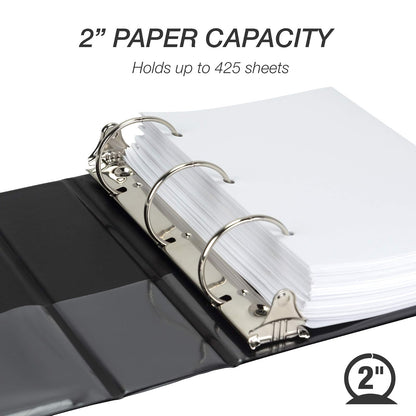Samsill Economy - Carpeta pequeña de 3 anillas de 2 pulgadas, fabricada en los Estados Unidos, carpeta redonda de 9.1 x 7.5 pulgadas, cubierta antiadherente personalizable, color negro