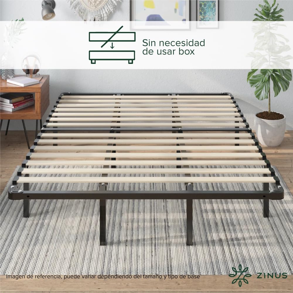 Zinus Euro Smart | Base de Cama Matrimonial de Metal con Espacio de Almacenamiento | Fácil de Armar y con 5 años de Garantía