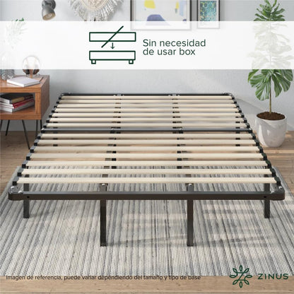 Zinus Euro Smart | Base de Cama Matrimonial de Metal con Espacio de Almacenamiento | Fácil de Armar y con 5 años de Garantía
