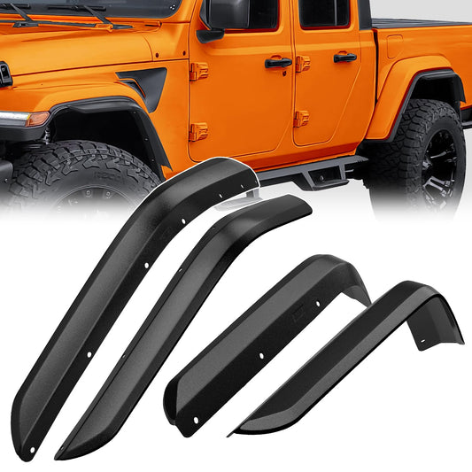 Nilight - Juego de extensiones de guardabarros para 2020, 2021, 2022, 2023, 2024, 2025 Gladiator JT (solo para arcos de ruedas bajas) todoterreno ensanchado delantero trasero plano, 4 piezas