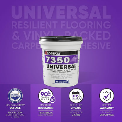ROBERTS 7350-1 Adhesivo universal para suelos de vinilo de 1 galón, blanco roto