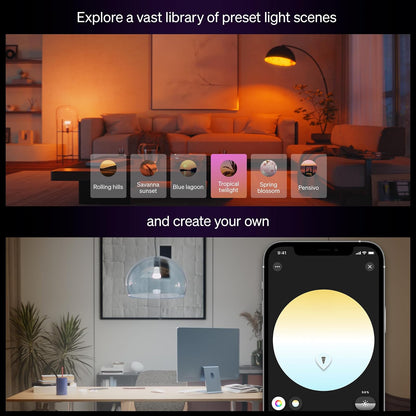 Philips Hue foco LED inteligente A19, color blanco y ambiente de color, base E26, 10,5 W, luz de espectro completo 1000K-20000K, 1100 lúmenes, regulable, compatible con Alexa, Google, Apple Home, 4