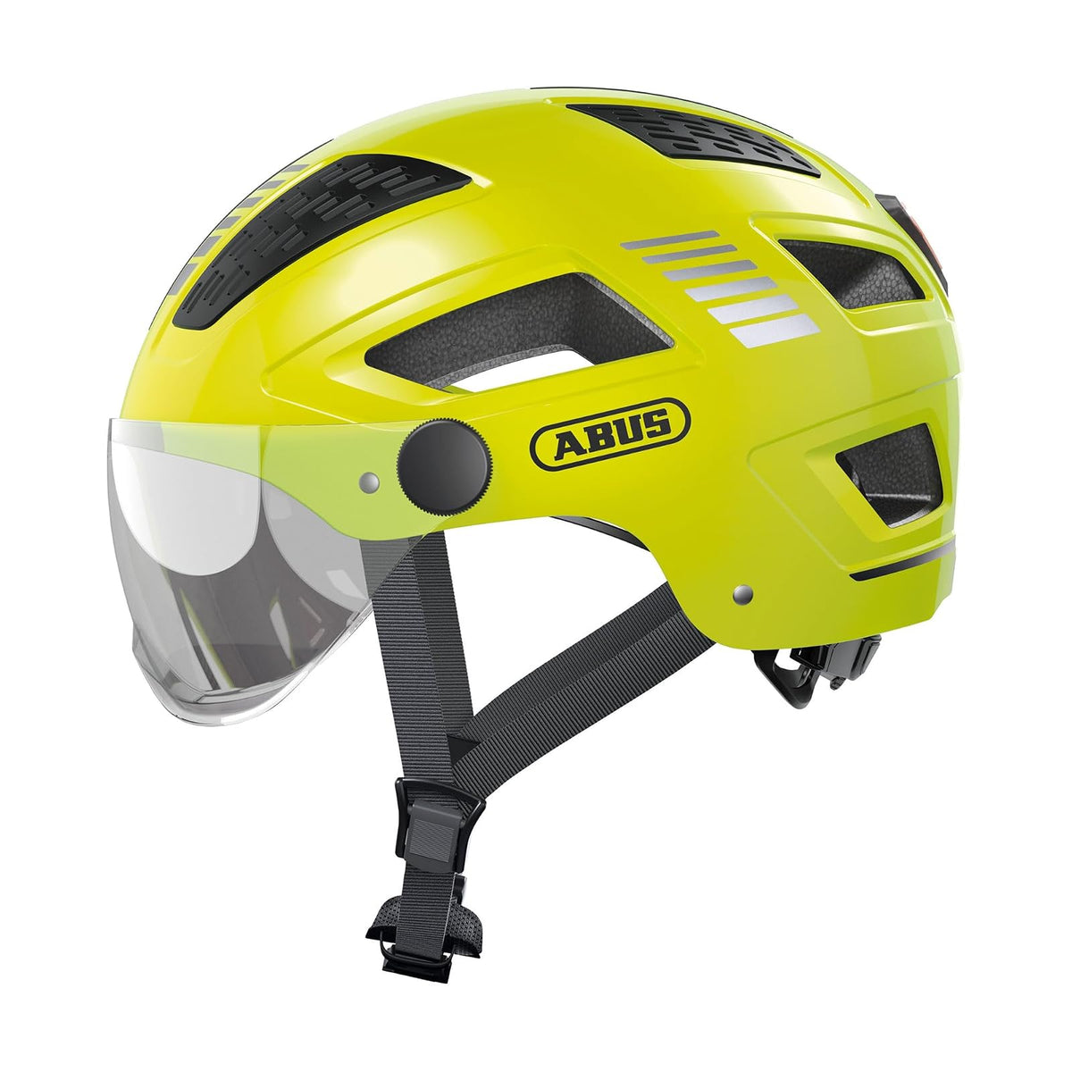 ABUS Stadthelm Hyban 2.0 Ace - Fahrradhelm mit Visier, Licht und ABS-Hartschale - für Damen und Herren - L (56-61 cm​) - Amarillo