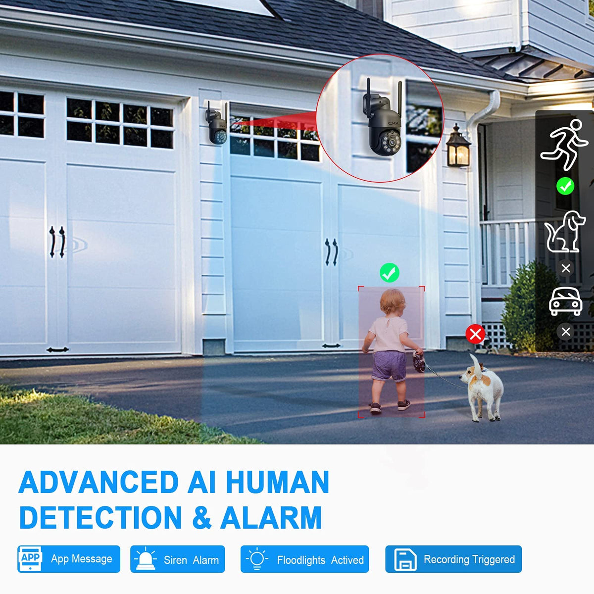 CKK Sistema de cámara de Seguridad de Audio de 5 MP 8 CH Sistema de cámara de vigilancia para el hogar con Disco Duro de 1 TB (1 cámara de Seguridad de 5 MP)