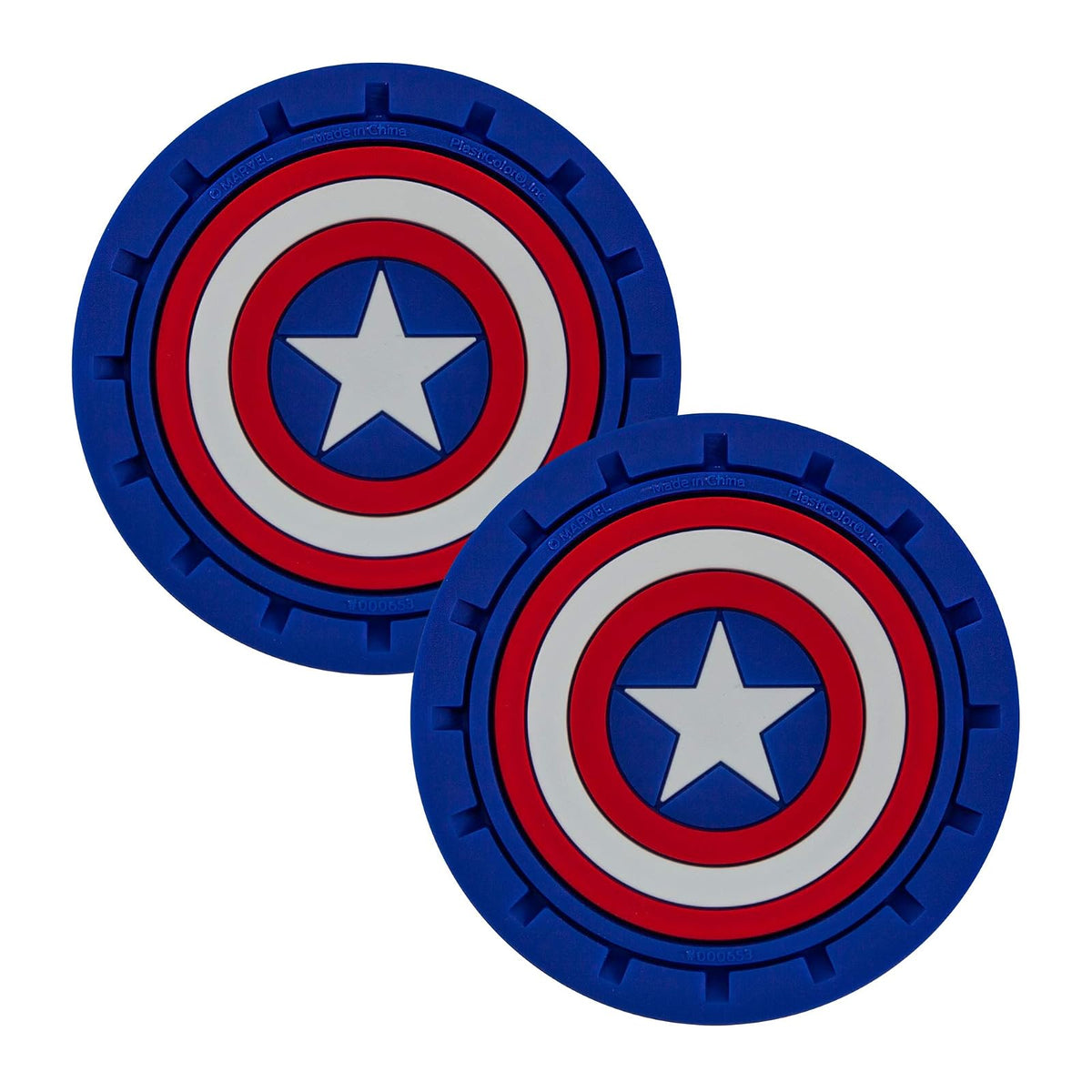 Plasticolor 000653R01 Marvel Captain America - Posavasos para Automóvil, camión, SUV, 2 Unidades, Color Azul