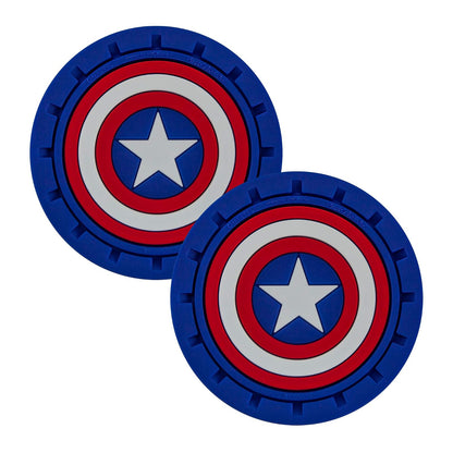 Plasticolor 000653R01 Marvel Captain America - Posavasos para Automóvil, camión, SUV, 2 Unidades, Color Azul