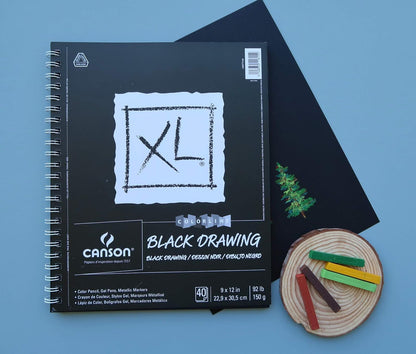 CANSON XL Series - Dibujo Negro, Negro, 22.86 x 30.48 cm, 1 | Negro, 1 almohadilla, papel de 150 g, 40 hojas