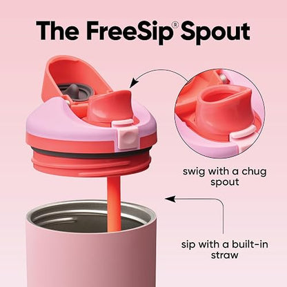 Owala FreeSip Botella de Agua Aislada 40 oz | Rosa, acero inoxidable, aislamiento doble pared, popote integrada, mantiene frío 24 horas