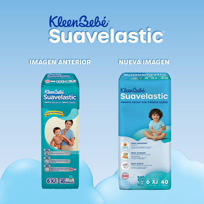 KleenBebé Suavelastic Pañal Desechable para Bebé, Talla Extra Jumbo, Unisex, Bolsa con 40 Piezas, Ideal para Bebés de más de 13.5 kg
