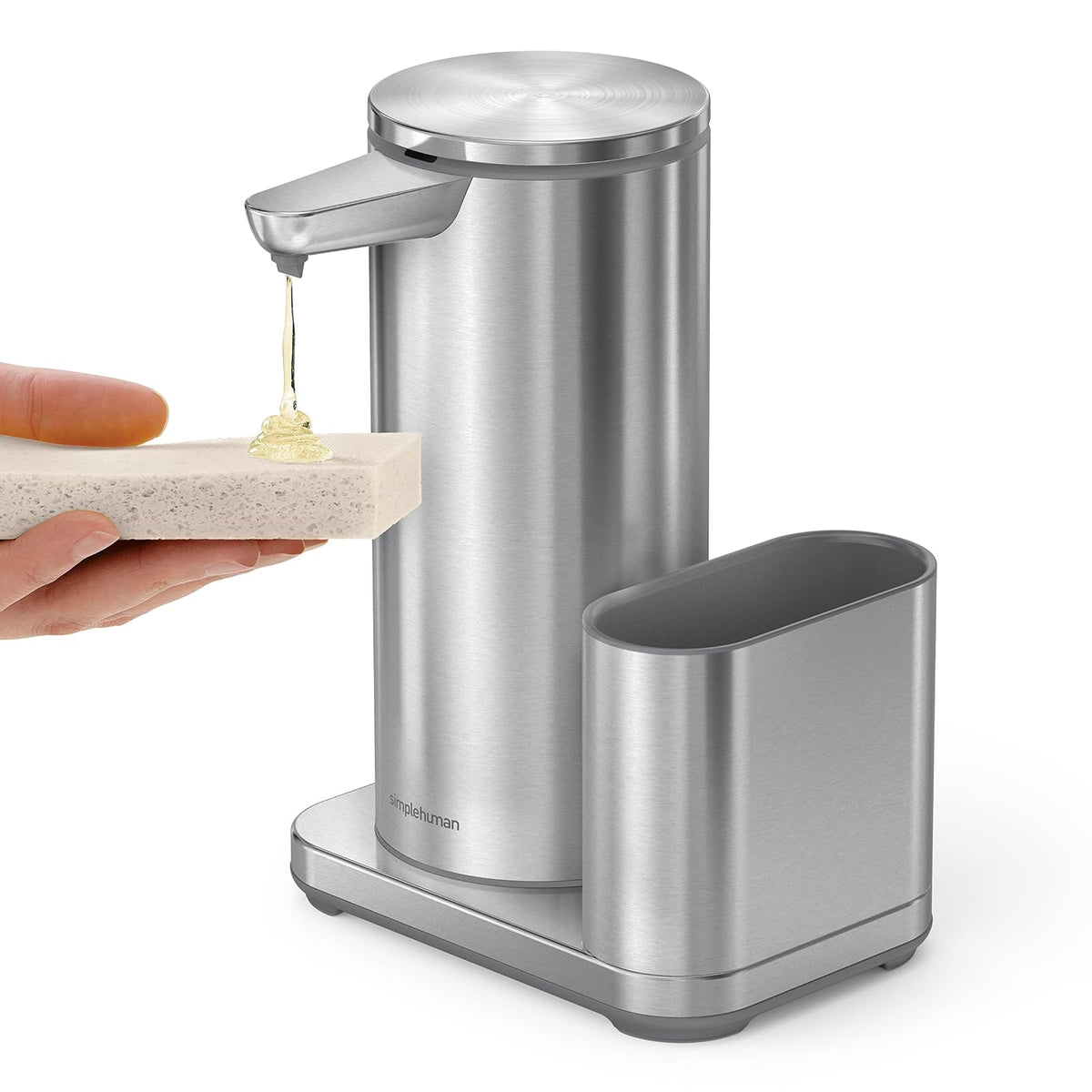 simplehuman Bomba de Sensor de líquido de 14 onzas con Caddy, Acero Inoxidable Cepillado de Alta Calidad
