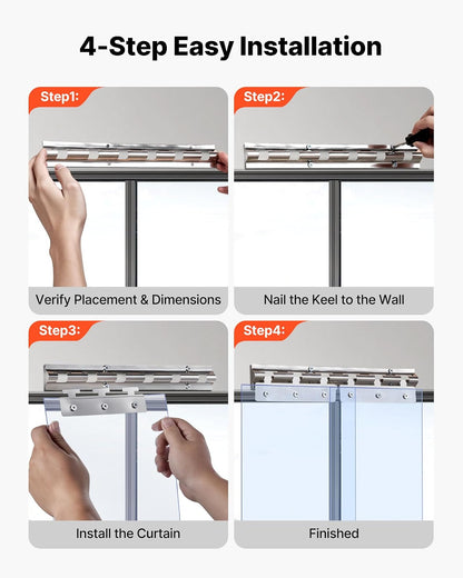 VEVOR Cortina de Tiras 91,5 x 213,4 cm Cortina de Puerta de PVC Transparente 6 Tiras de Plástico Espesor de 2 mm para Puerta de Cámara Frigorífica, Almacén, Refrigerador de Supermercado, Garajes