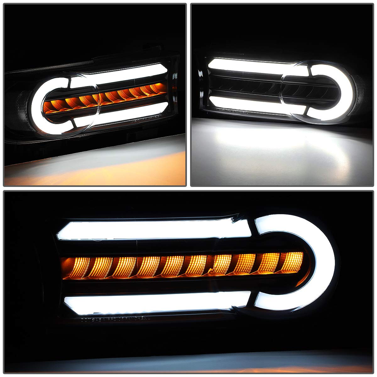 DNA Motoring BL-LB-FJC07-BK-CL1 LED DRL + Señal Giro Secuencial Luces Parachoques Delantero Esquina Negro