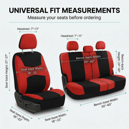 FH Group - Juego Completo de Fundas para Asientos de Automóvil con alfombras, Funda para Volante y Almohadillas para Orejas para cinturón de Seguridad, Ajuste Universal para Automóviles, Camiones y SUV, Color