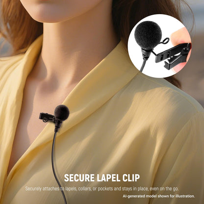 NEEWER ø4mm Mini Micrófono Solapa (Paquete de 2), Clip On Mic Solapa Condensador Cable con 5ft/1.5m 3.5mm Conector TRS, Compatible con dji Mic 2 Rode Wireless Go II CM28 CM31 Cámara, LM8