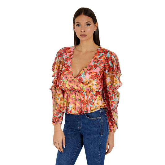 LS SASKIKA DRAPY TOP GUESS, MULTICOLOR, XL