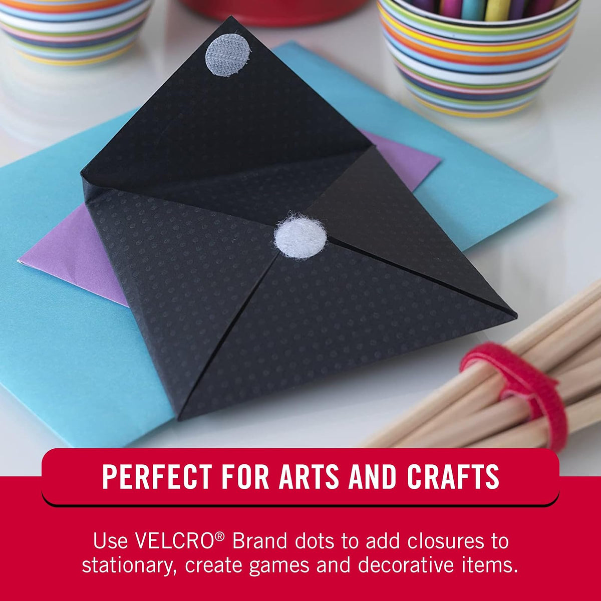 VELCRO Brand Dots with Adhesive | 250pk, Black | Small 1/2 Inch Circles | Sticky Back Round Dots for Secure Mounting in Office, School or Home (VEL-30868-AMS)