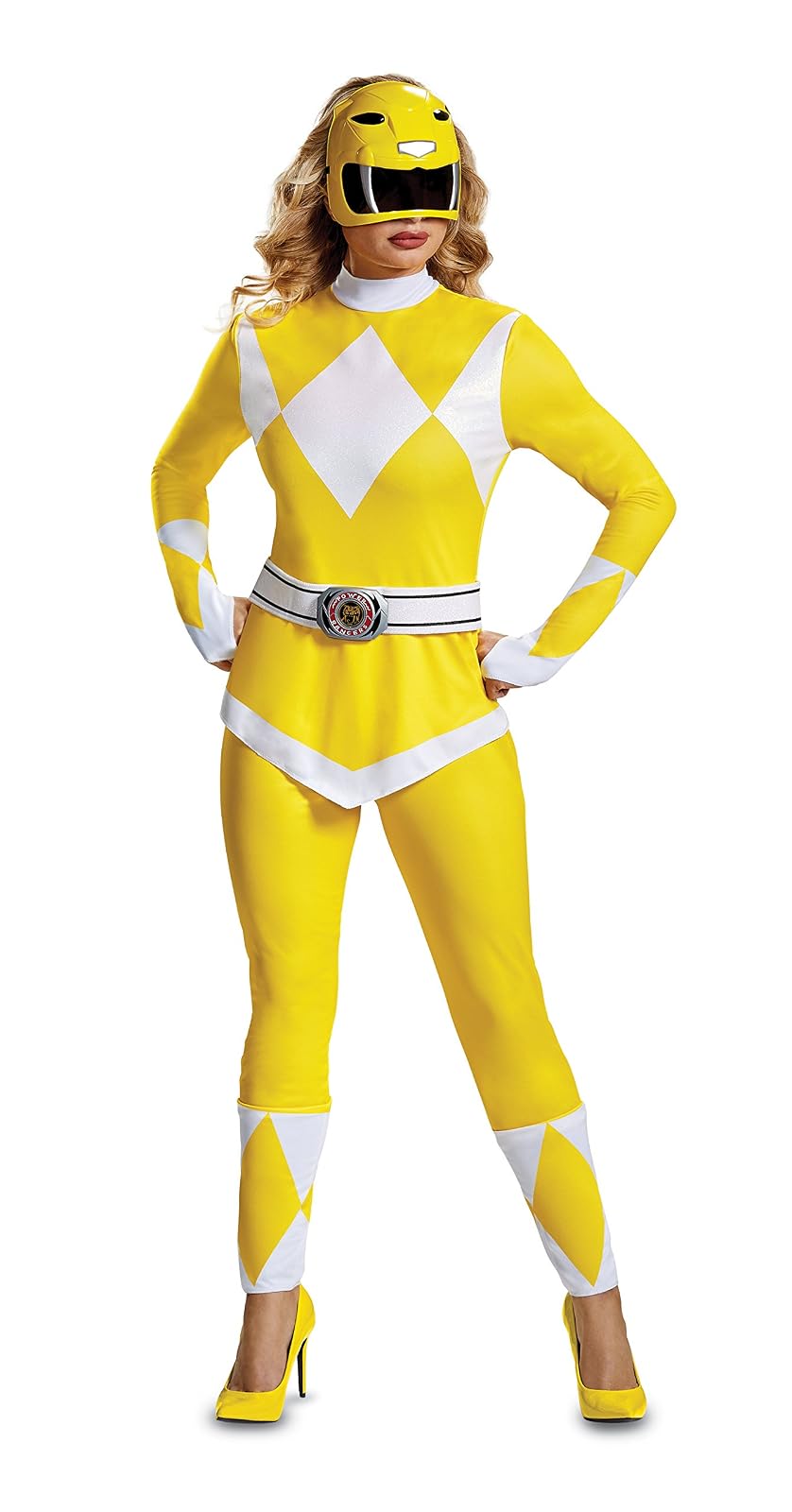 Disguise Women's Power Rangers Yellow Ranger Costume | Adult Mighty Morphin Yellow Power Ranger Cosplay Suit Outfit Disfraces de tamaño adulto Mujer
