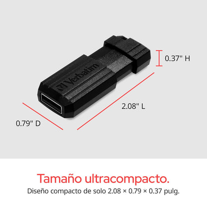 Verbatim Pinstripe Memoria USB 2.0 de 16 GB, Diseño Retráctil sin Tapa.