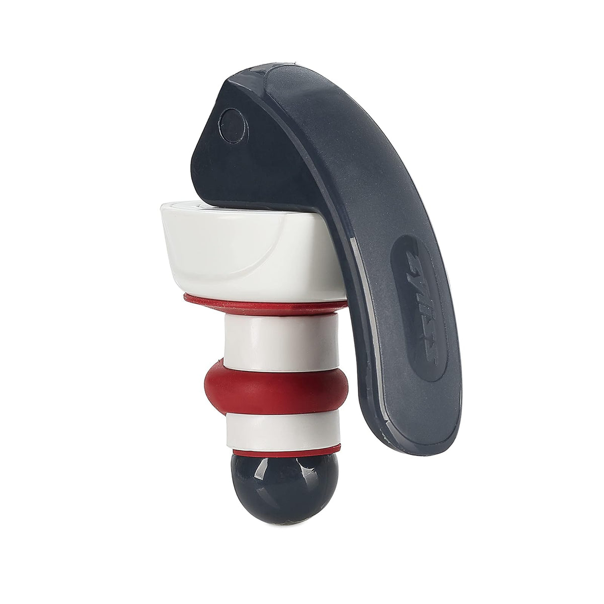 Zyliss - Tapones de botella de cierre fácil – Tapones de vino y champaña a prueba de fugas con mango largo de fácil bloqueo, agarre cómodo, sello hermético, diseño moderno en gris y rojo, duradero y