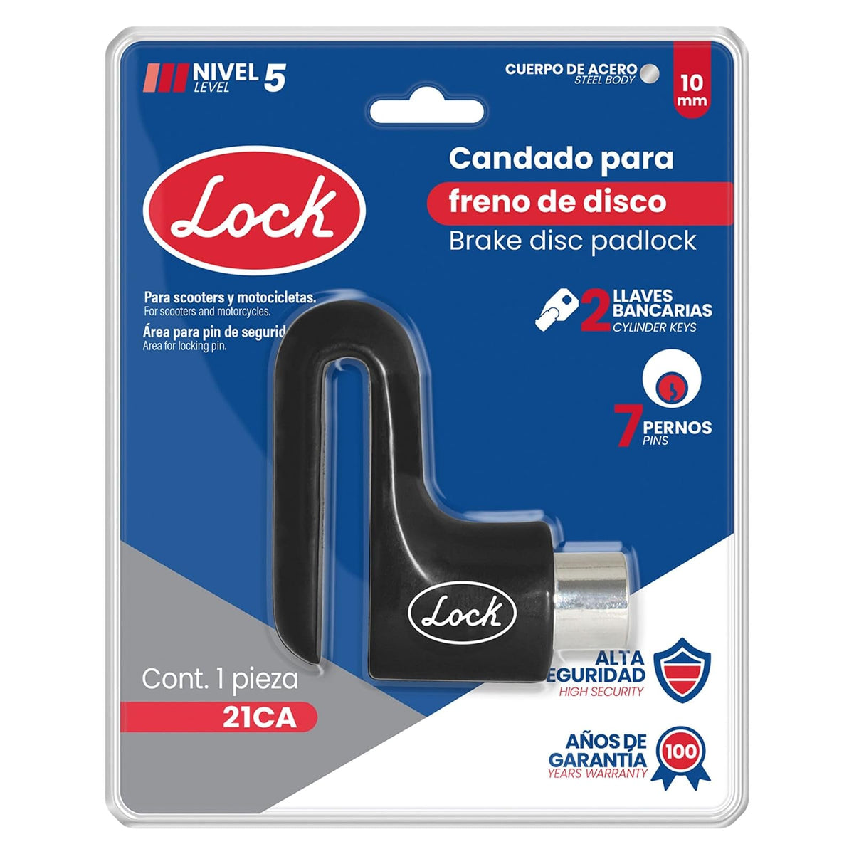 Lock 21CA Candado Freno Disco, 10 mm