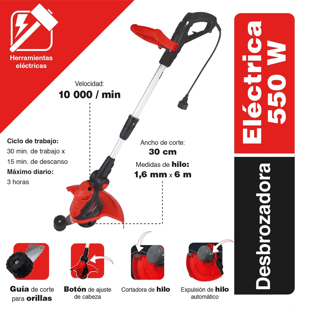 Santul 7584 Desbrozadora y orilladora Eléctrica, 550 W