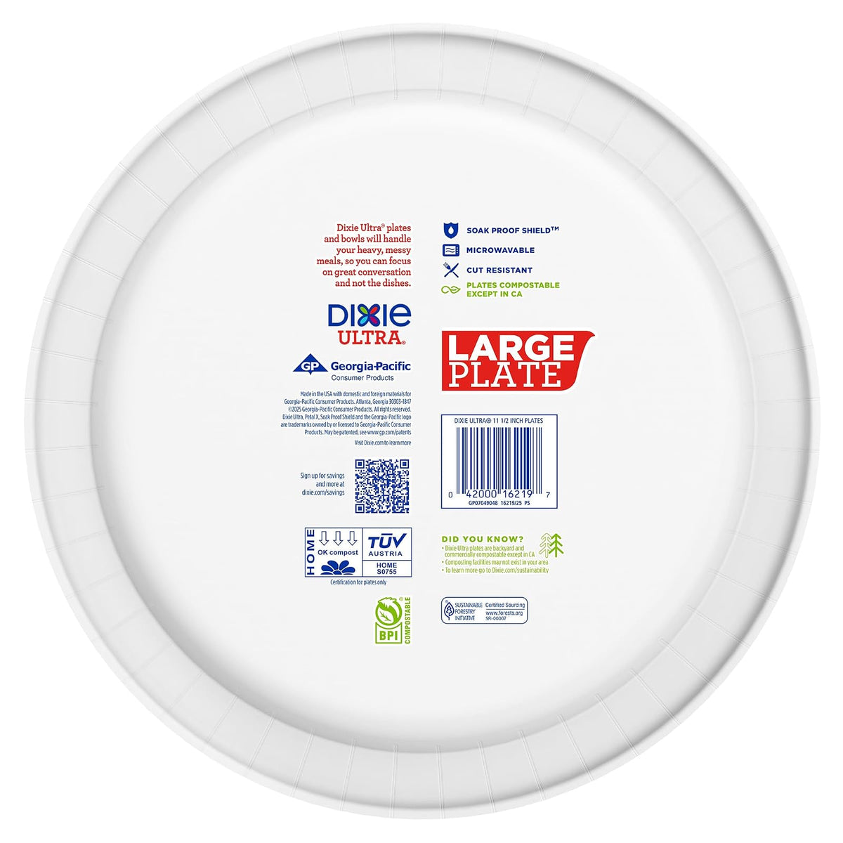Dixie Ultra® - Placa de papel de 11 pulgadas, 25 unidades