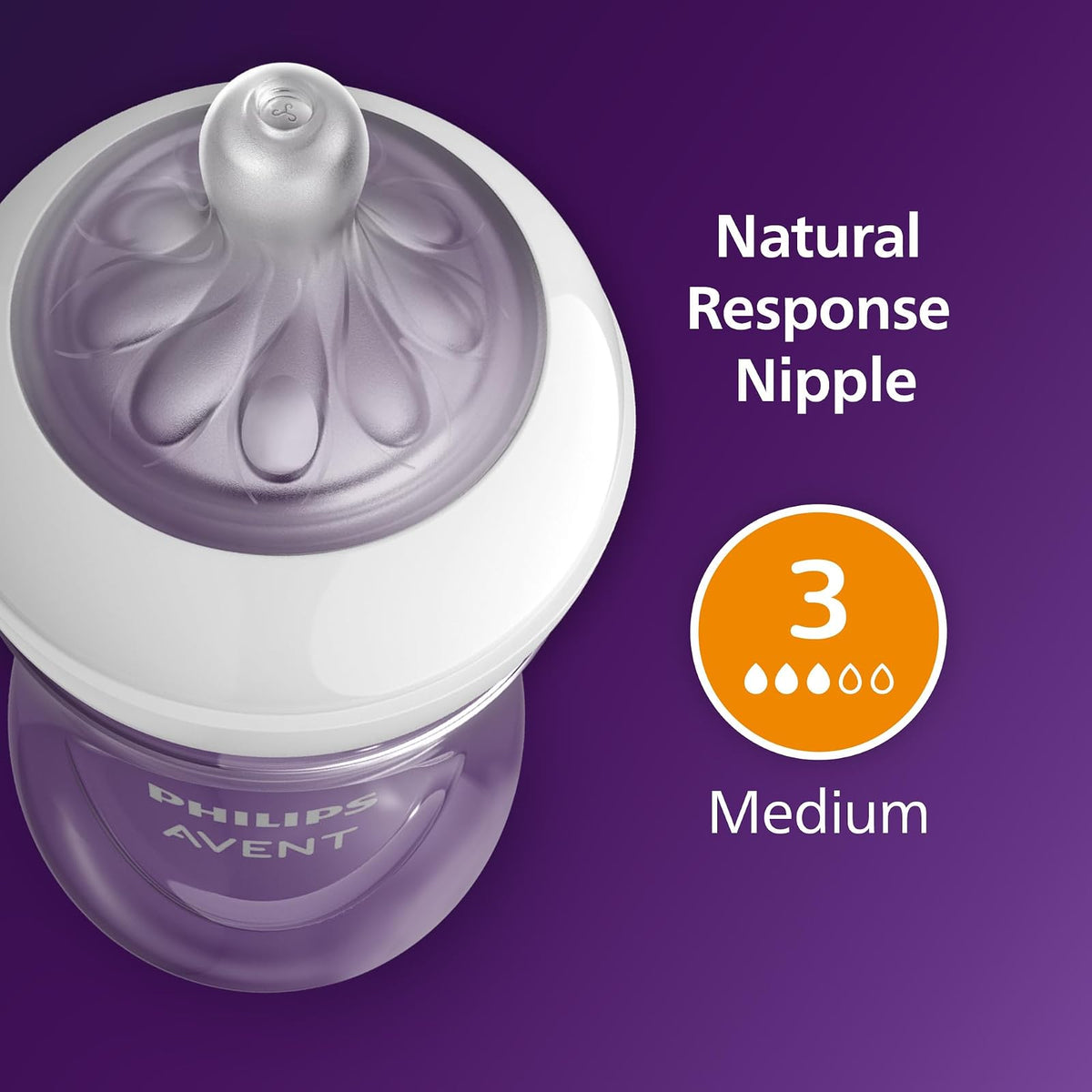 Philips Avent Natural Baby Bottles with Natural Response Nipples (Medium Flow, Flow 3), with Seahorse and Starfish Design, 9oz, 4-Pack, SCY903/68