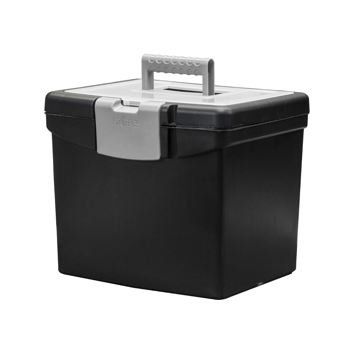 Storex 61504F01C - Caja de almacenamiento translúcida, color negro