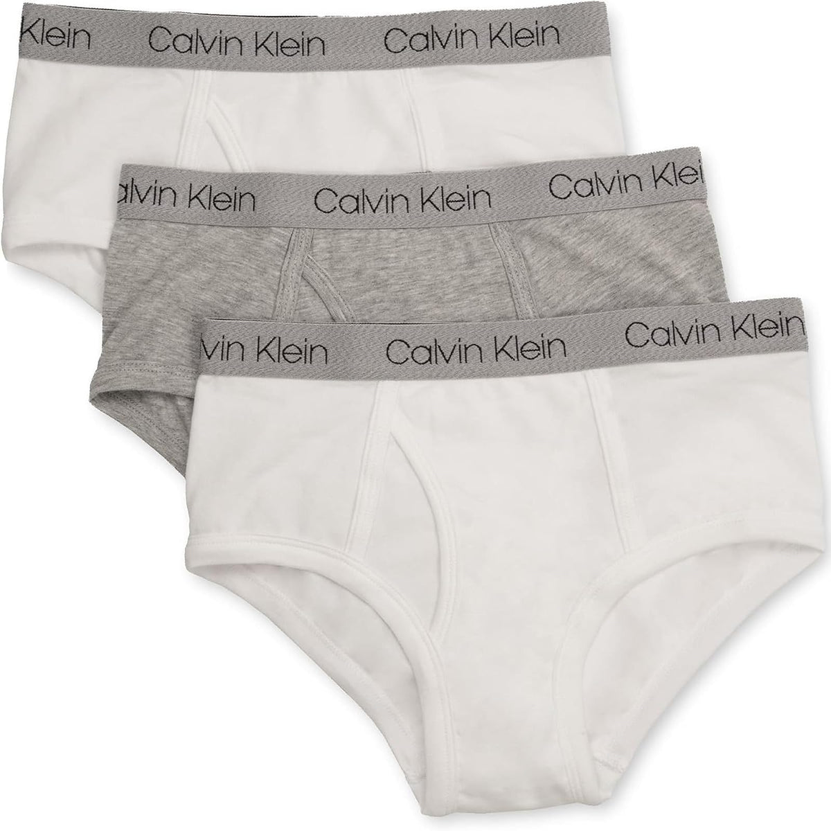 Calvin Klein CK Calzoncillos para Niño, Paquete de 3 - Gris jaspeado, blanco clásico - 16-18