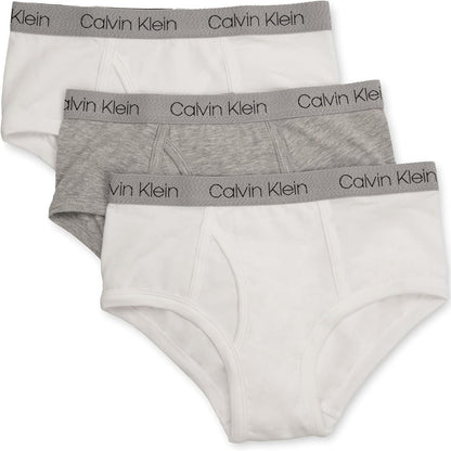Calvin Klein CK Calzoncillos para Niño, Paquete de 3 - Gris jaspeado, blanco clásico - 16-18