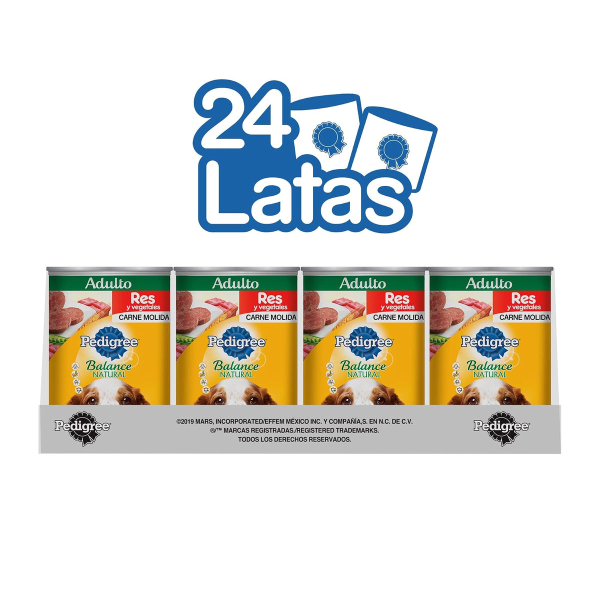 PEDIGREE Alimento para Perros Adultos, Balance Natural, Sabor Res Y Vegetales En Carne Molida 375 Gr, Paquete De 24 Latas