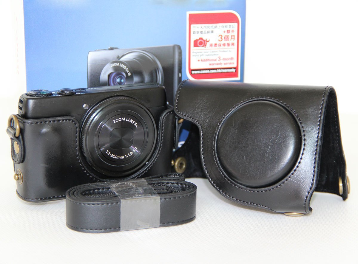 MegaGear "Ever Ready" Protective Black Leather Camera Case, Bag for Canon Power Shot S120