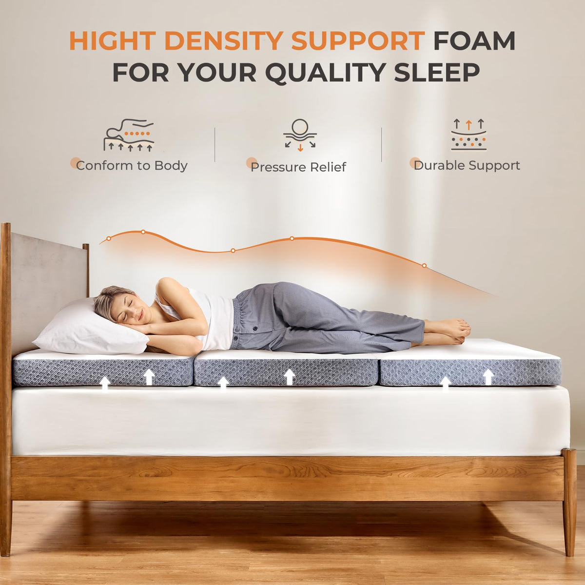 Sweetnight - Colchón Plegable Tri de 4 Pulgadas con una Funda Plegable y Lavable, tamaño Mediano con diseño Antideslizante, Adecuado para Viajes en Caravana, Camping, Invitados (Individual)