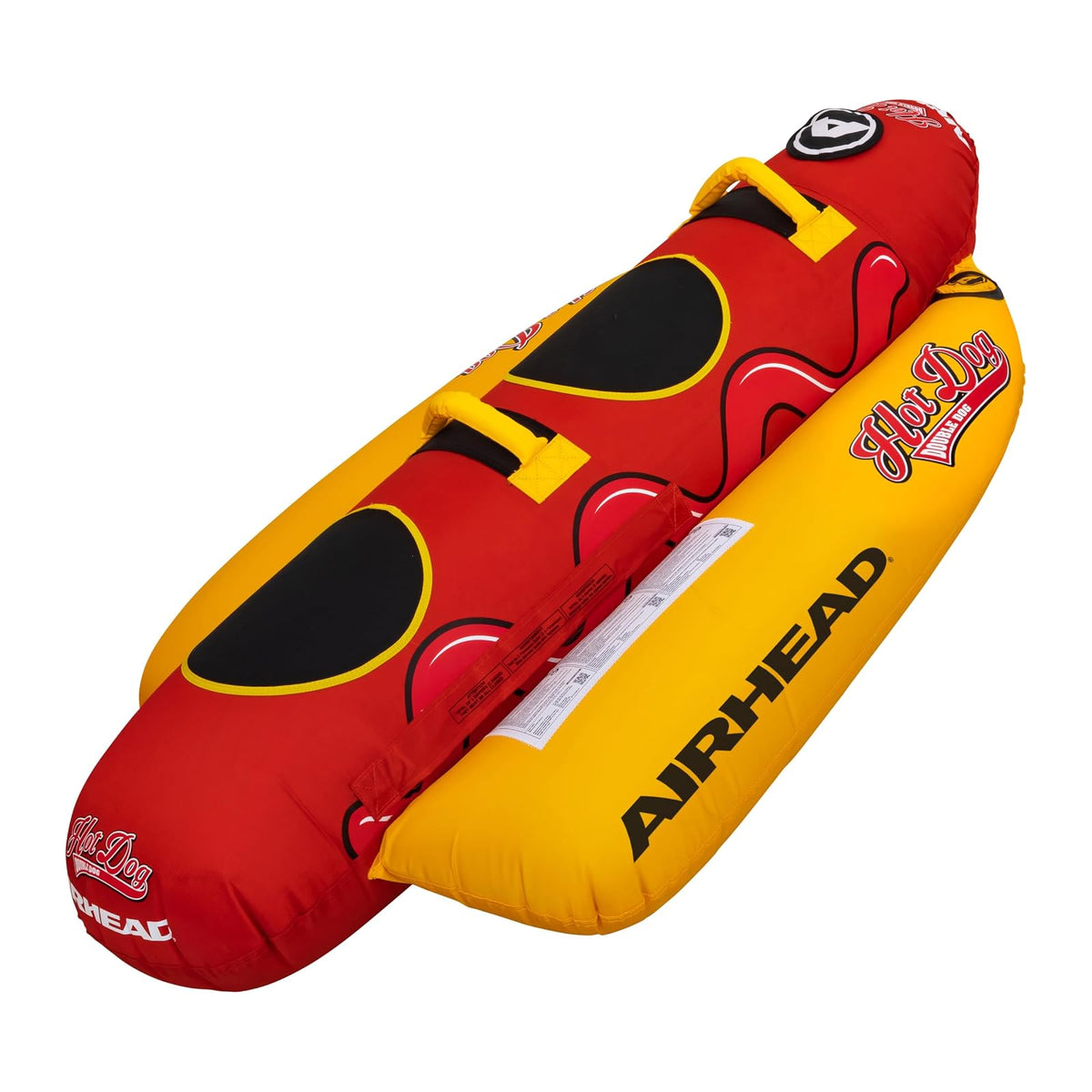Airhead Double Dog Towable 1-2 Rider Tube for Boating and Water Sports, Double-Stitched Full Nylon Cover, EVA Padding & Padded Handles for Comfort