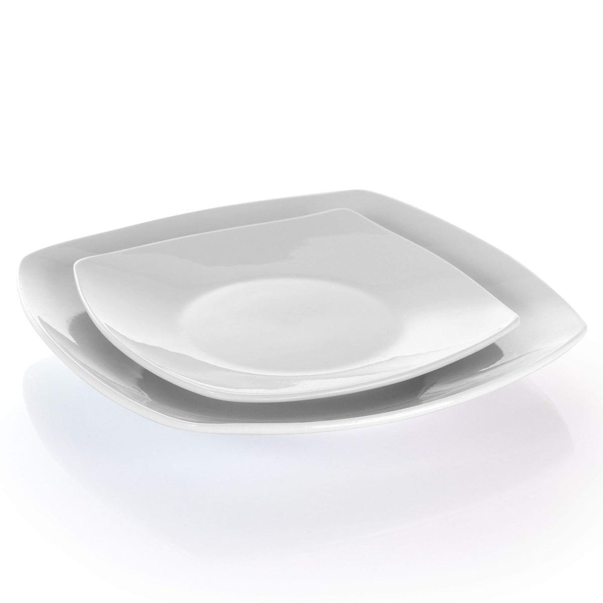Elama Hayes - Vajilla cuadrada de porcelana, 16 piezas, color blanco