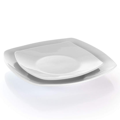 Elama Hayes - Vajilla cuadrada de porcelana, 16 piezas, color blanco