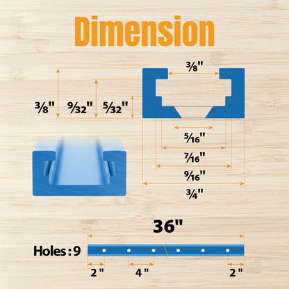 Powertec 71119 Perfil T-Track universal con plomos split shot Predrilled orificios de montaje (2-Pack), 91,4 cm